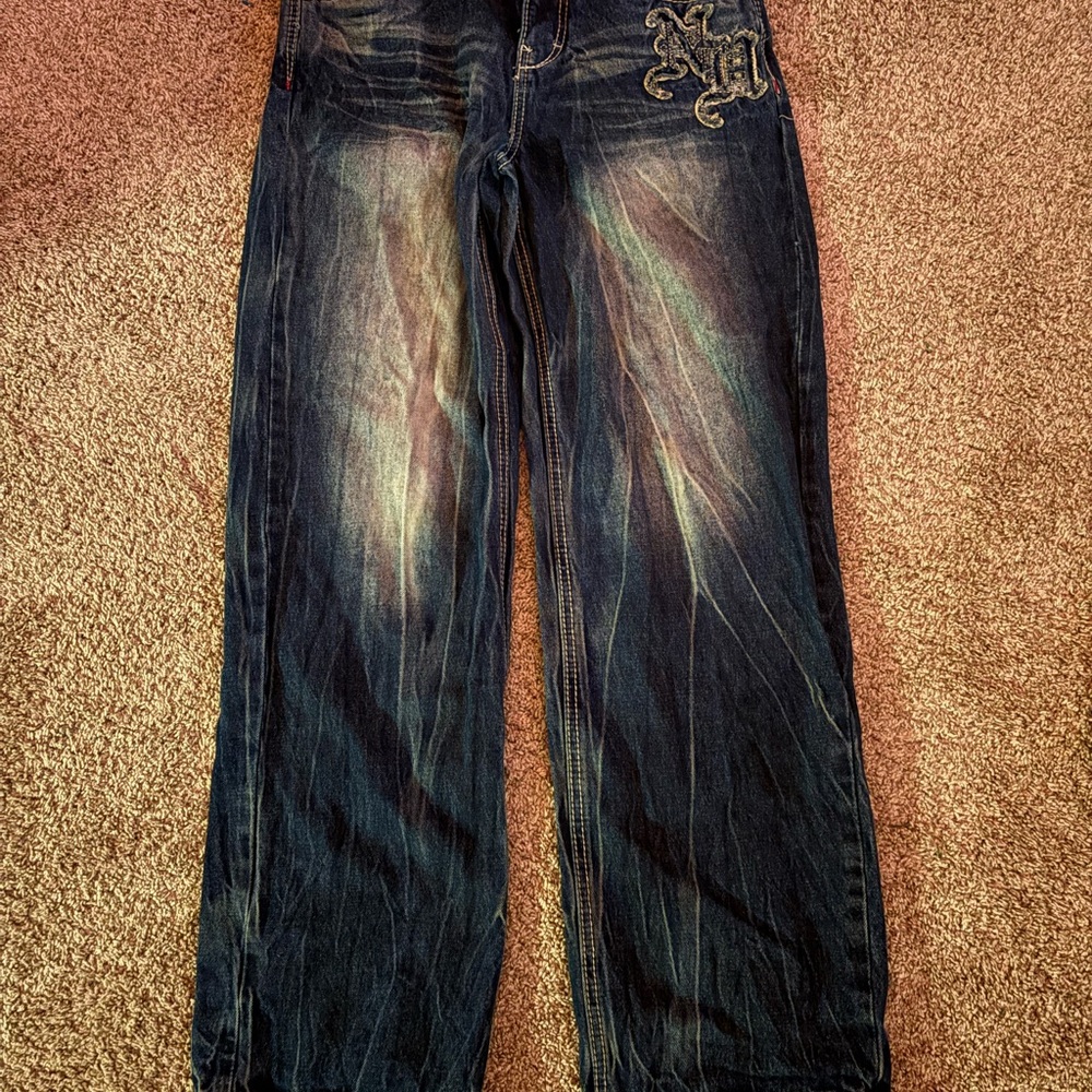Ninth Hall Blue Wash Embroidered Jeans